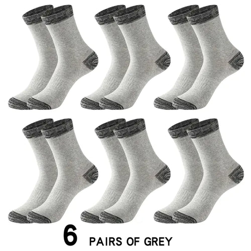 6 Pairs of Men's Cotton Winter Socks - Casual & Warm