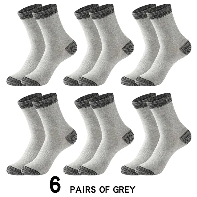 6 Pairs of Men's Cotton Winter Socks - Casual & Warm