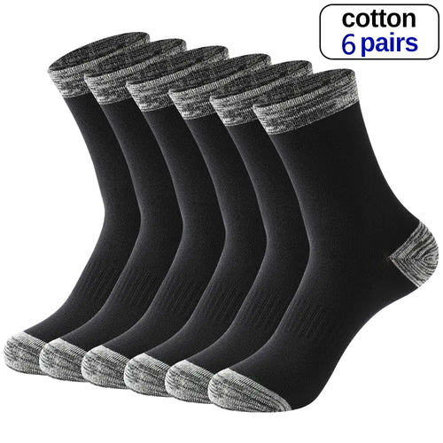6 Pairs of Men's Cotton Winter Socks - Casual & Warm