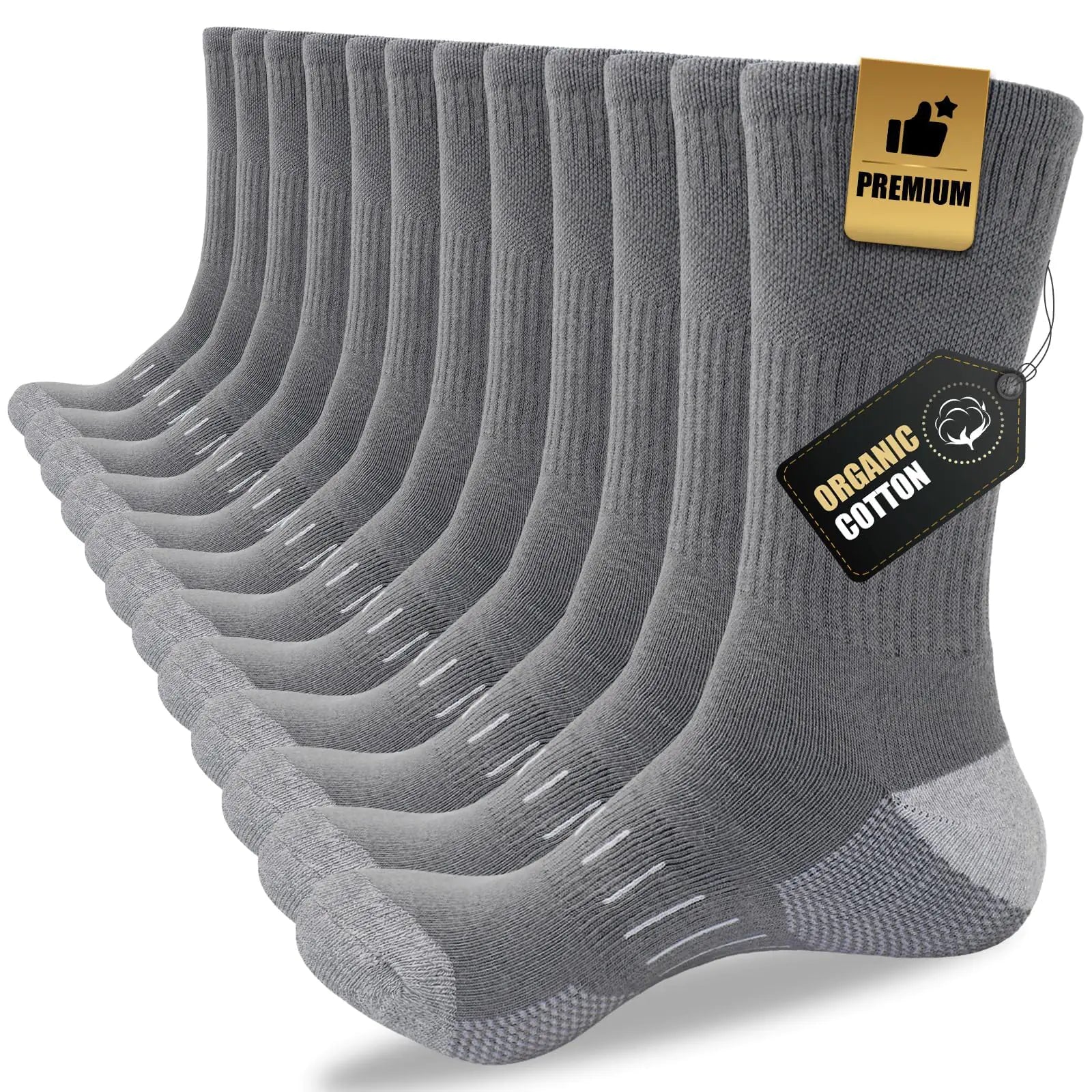 Cirorld 6 Pairs Mens Cushion Crew Socks Padded Cotton Boot Socks Moisture Wicking Mens Work Socks Athletic Sports Socks